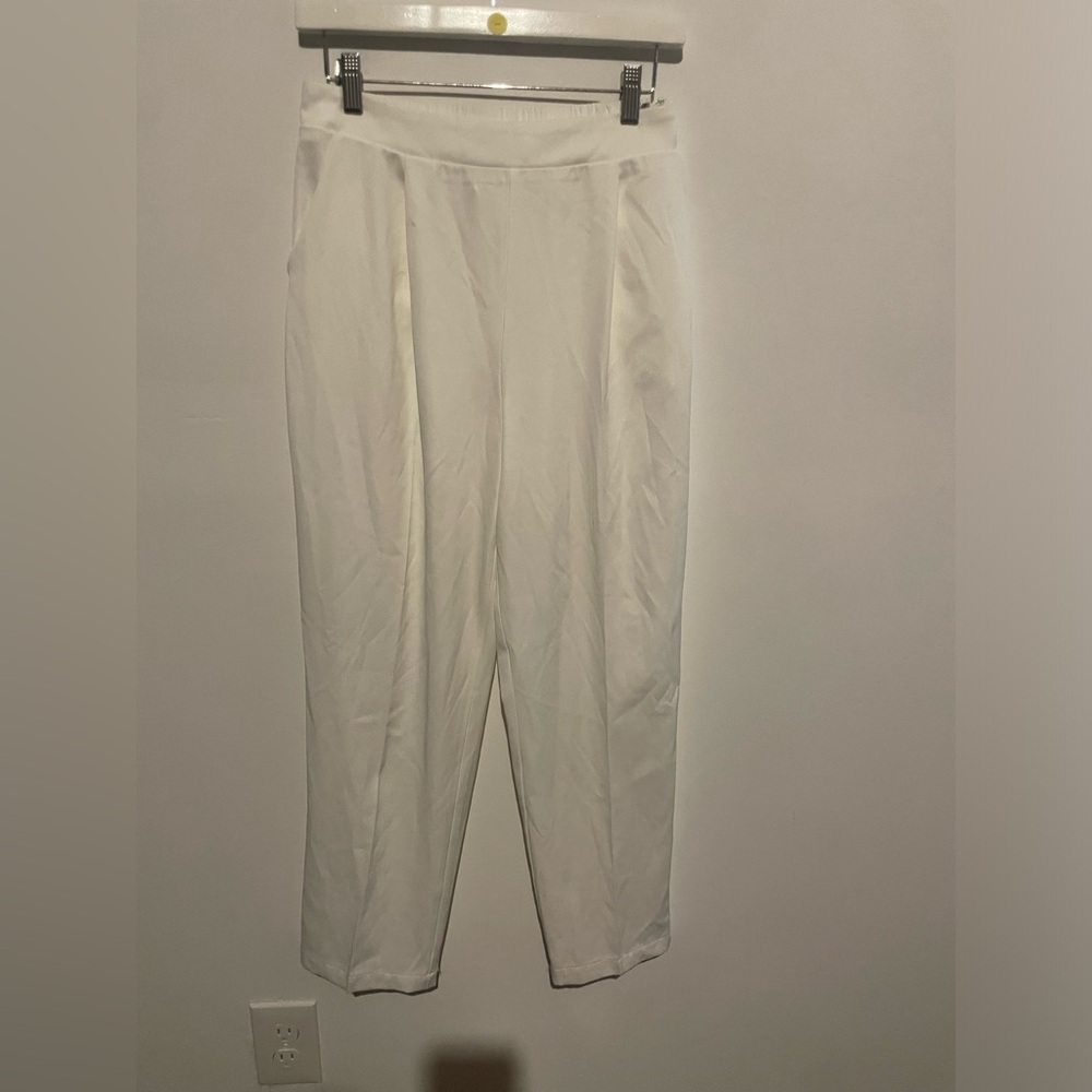 SHEIN zipper white pleated palazzo‎ pants darted size medium